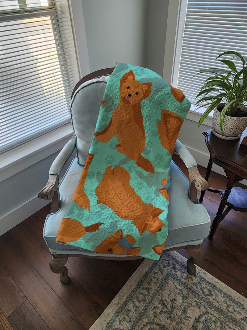 Red Yorkie Quilted Blanket 50x60