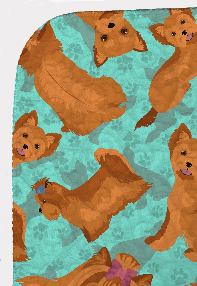 Red Yorkie Quilted Blanket 50x60