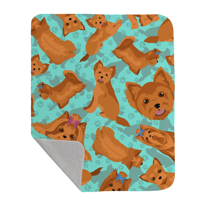 Red Yorkie Quilted Blanket 50x60