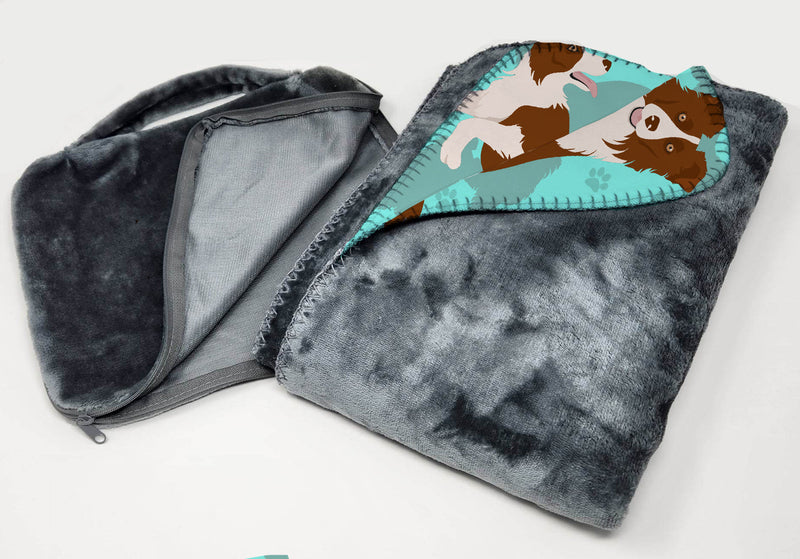 Red Border Collie Soft Travel Blanket with Bag