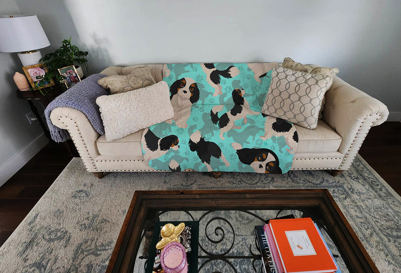 Tricolor Cavalier Spaniel Quilted Blanket 50x60