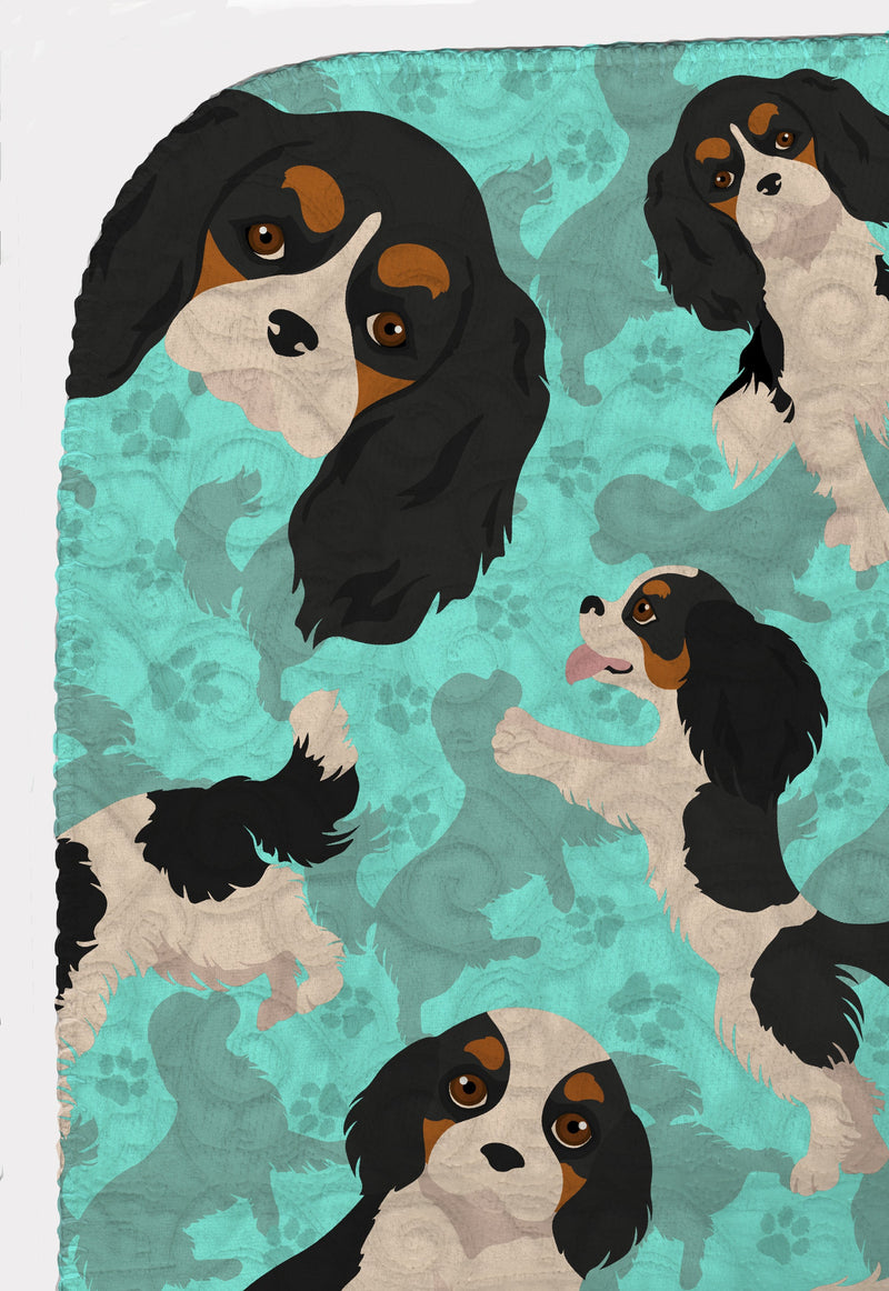 Tricolor Cavalier Spaniel Quilted Blanket 50x60