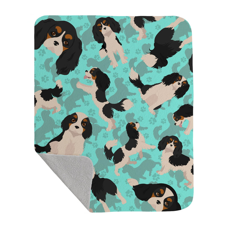 Tricolor Cavalier Spaniel Quilted Blanket 50x60