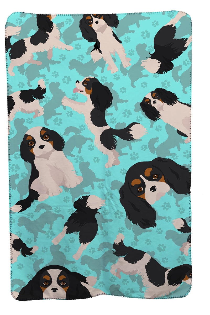 Tricolor Cavalier Spaniel Soft Travel Blanket with Bag