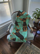 Black and Tan Chihuahua Quilted Blanket 50x60 Artwork Pattern Quilted Throw Blanket for Bed, Couch, Sofa, Soft and Lightweight