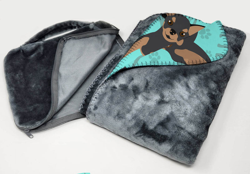 Black and Tan Chihuahua Soft Travel Blanket with Bag