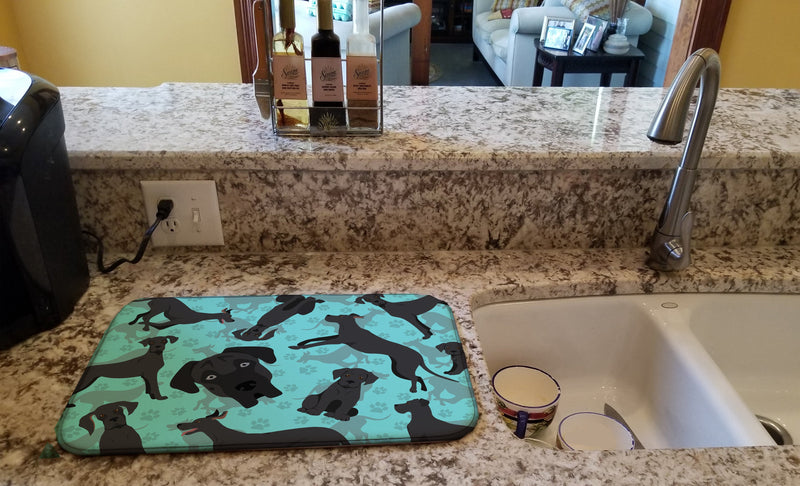Black Great Dane Dish Drying Mat – Absorbent, Artistic Kitchen Essentials