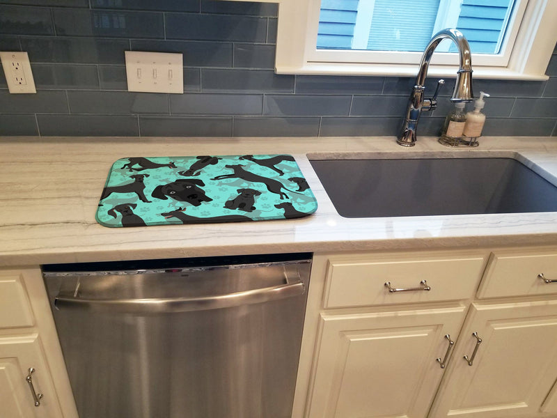 Black Great Dane Dish Drying Mat – Absorbent, Artistic Kitchen Essentials