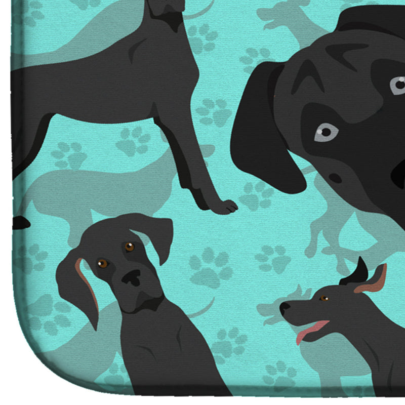 Black Great Dane Dish Drying Mat – Absorbent, Artistic Kitchen Essentials