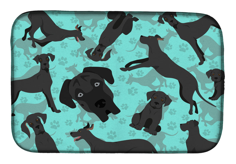 Black Great Dane Dish Drying Mat – Absorbent, Artistic Kitchen Essentials