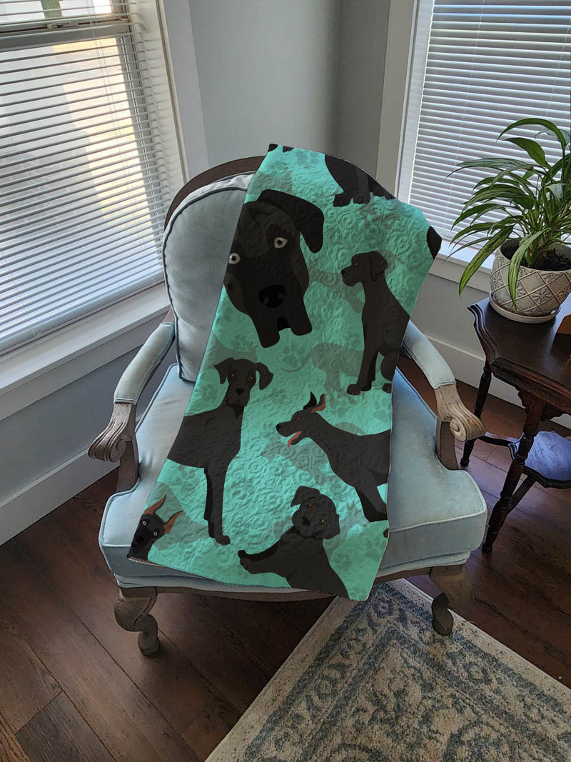 Black Great Dane Quilted Blanket 50x60