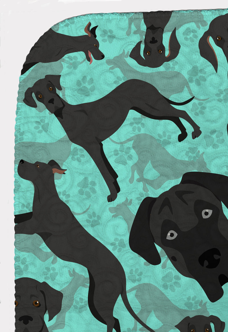 Black Great Dane Quilted Blanket 50x60