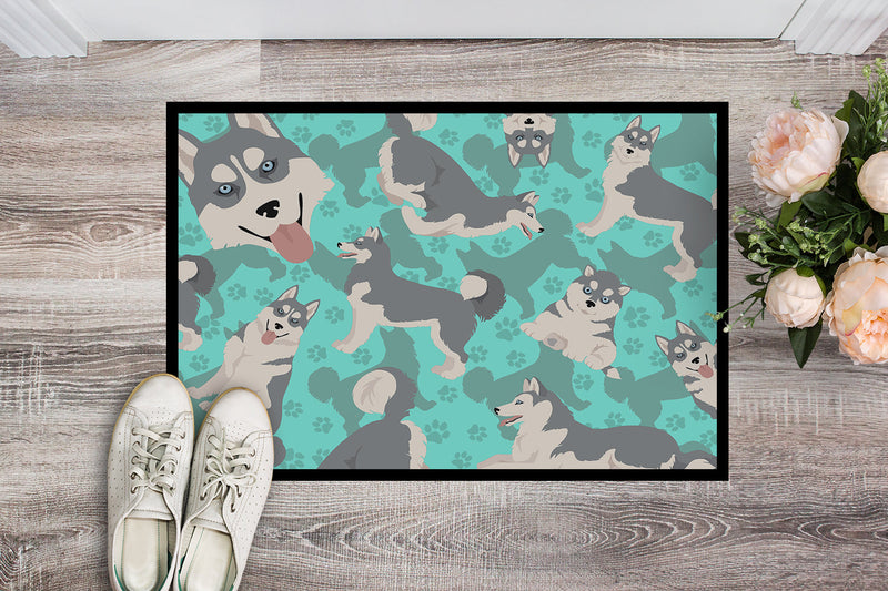 Grey Siberian Husky Doormat - 24x36 Decorative Floor Mat – Indoor/Outdoor Rug with Artistic Flair