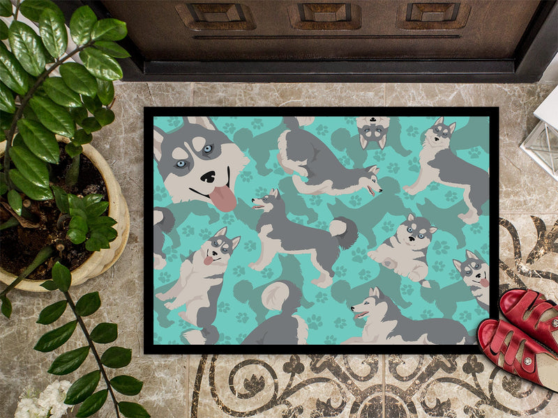 Grey Siberian Husky Doormat - 24x36 Decorative Floor Mat – Indoor/Outdoor Rug with Artistic Flair