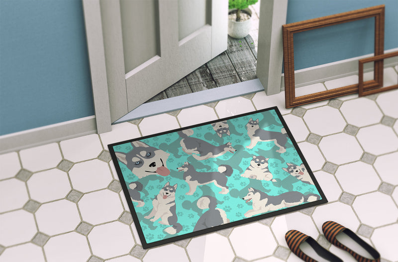 Grey Siberian Husky Doormat - 24x36 Decorative Floor Mat – Indoor/Outdoor Rug with Artistic Flair