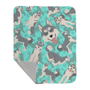 Grey Siberian Husky Quilted Blanket 50x60 Artwork Pattern Quilted Throw Blanket for Bed, Couch, Sofa, Soft and Lightweight