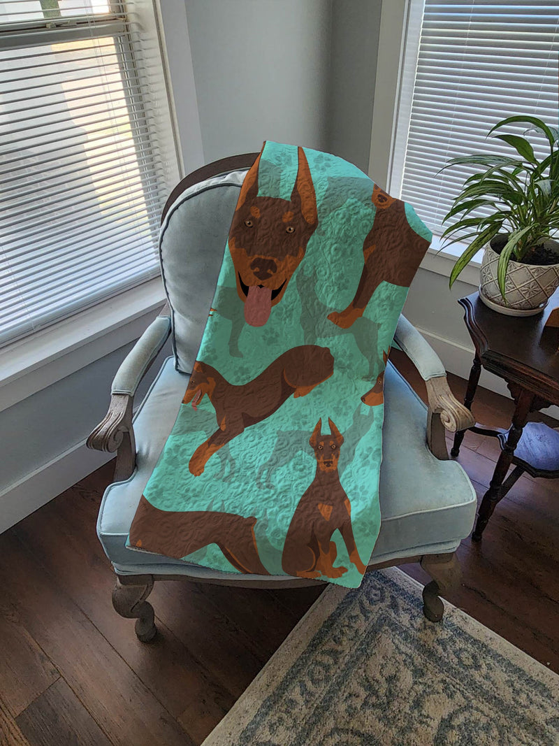 Red Doberman Pinscher Quilted Blanket 50x60