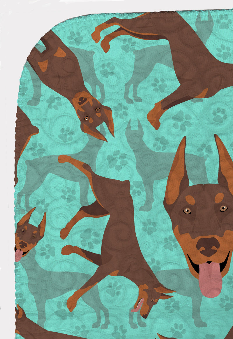 Red Doberman Pinscher Quilted Blanket 50x60