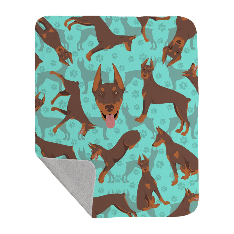 Red Doberman Pinscher Quilted Blanket 50x60