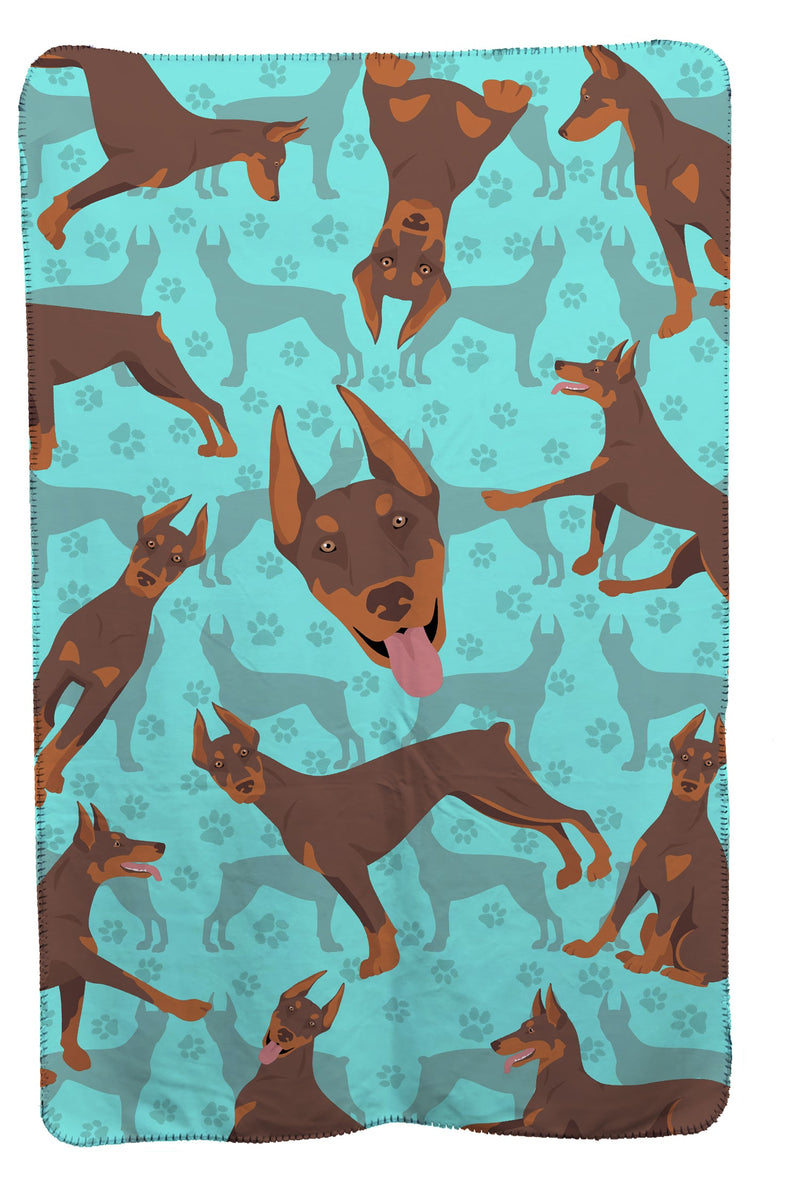 Red Doberman Pinscher Soft Travel Blanket with Bag