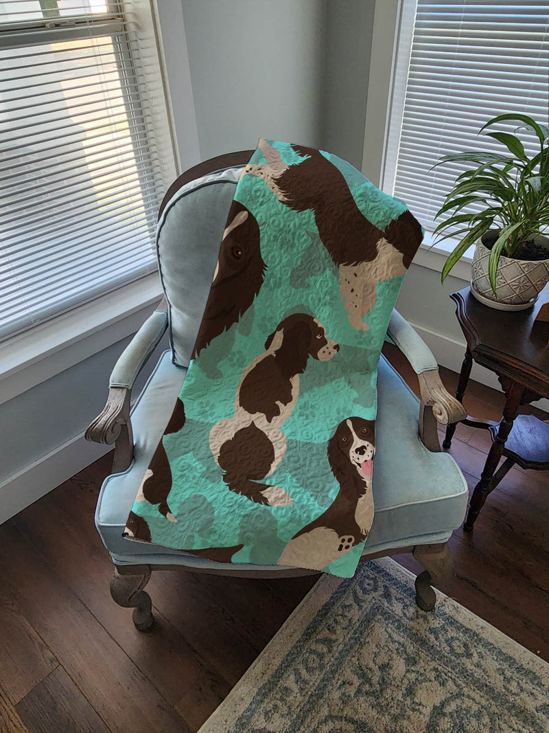 Liver English Springer Spaniel Quilted Blanket 50x60