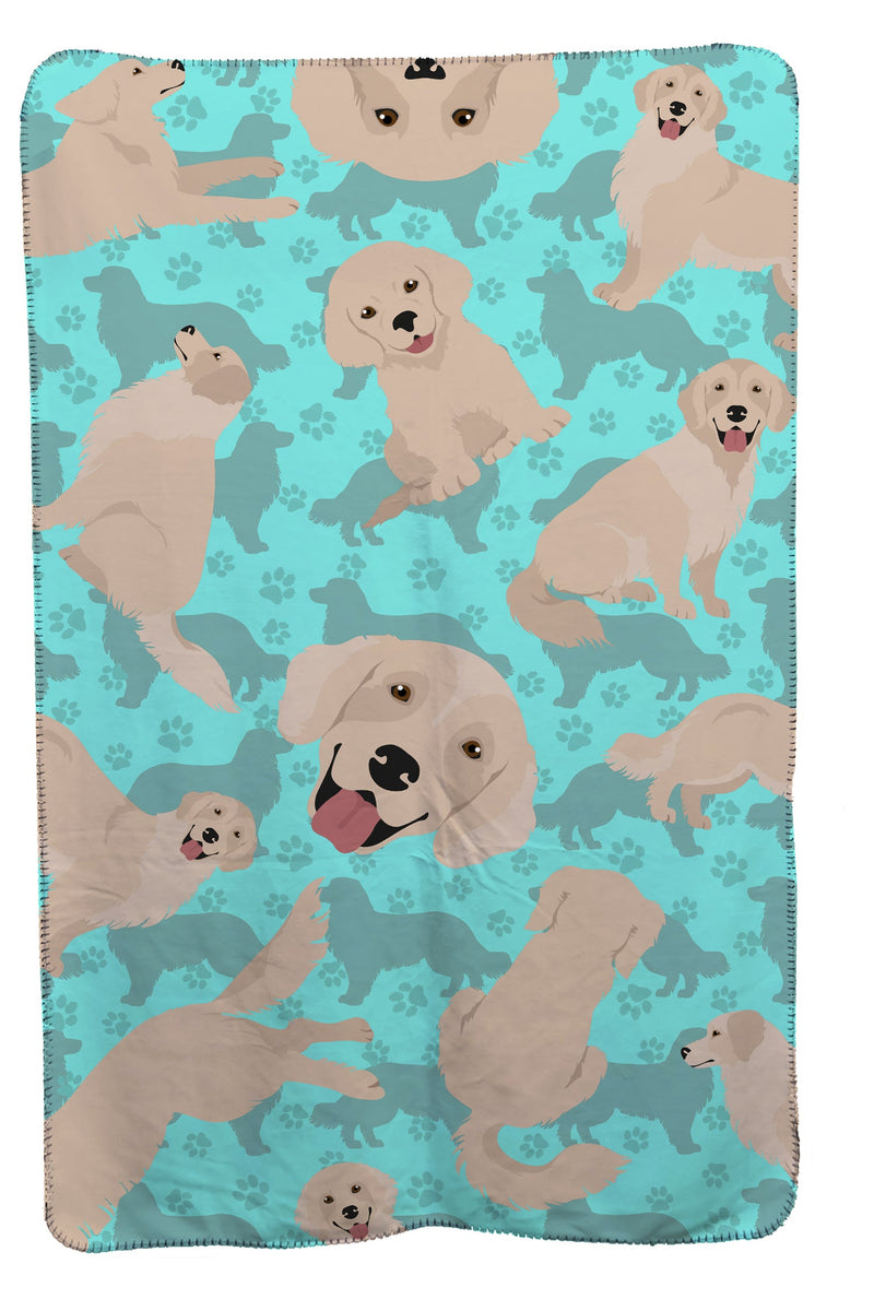 Cream Golden Retriever Soft Travel Blanket with Bag