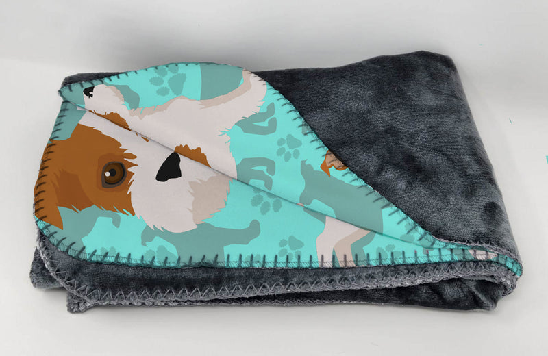 Red and White Jack Russell Terrier Soft Travel Blanket with Bag