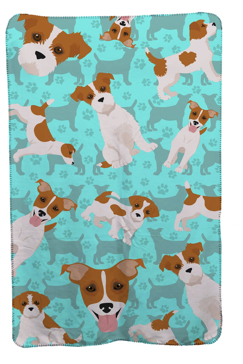 Red and White Jack Russell Terrier Soft Travel Blanket with Bag