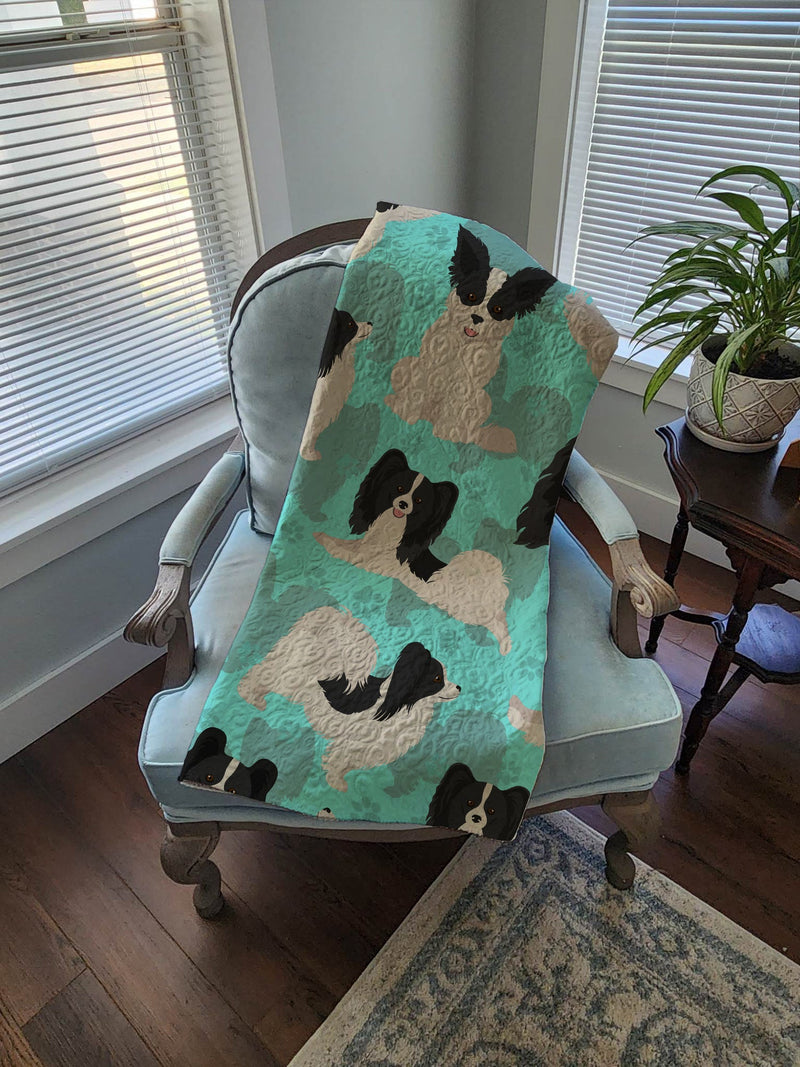 Black and Whtie Papillon Quilted Blanket 50x60