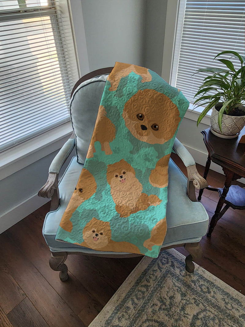 Orange Pomeranian Quilted Blanket 50x60