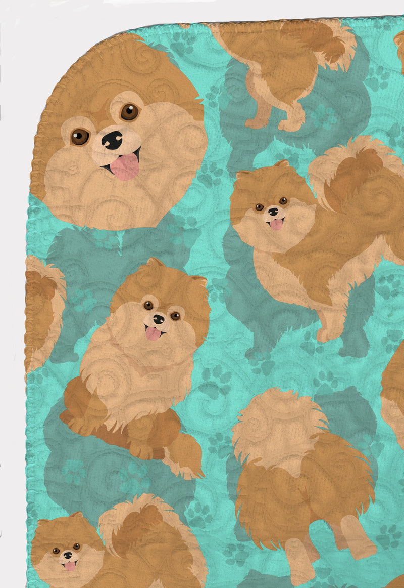 Orange Pomeranian Quilted Blanket 50x60