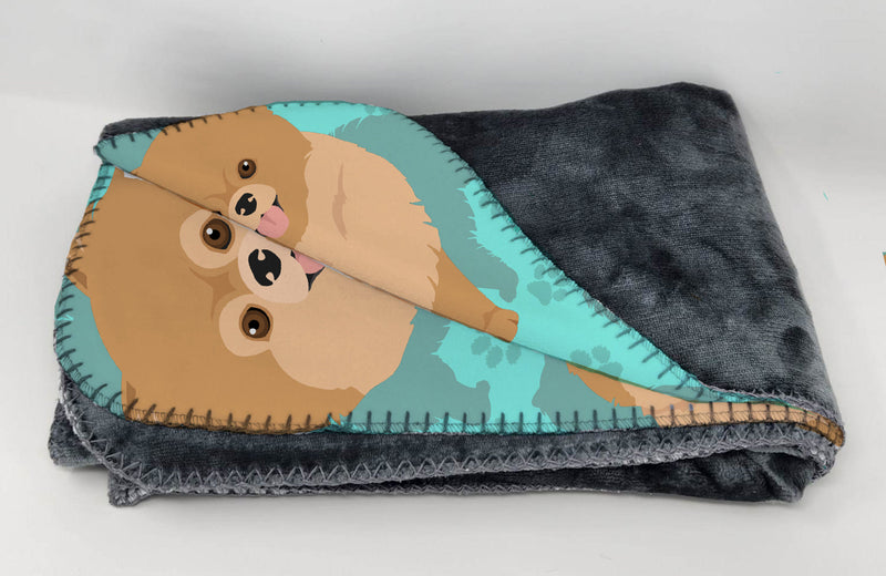 Orange Pomeranian Soft Travel Blanket with Bag