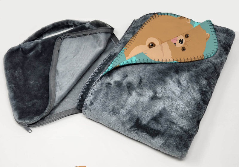 Orange Pomeranian Soft Travel Blanket with Bag