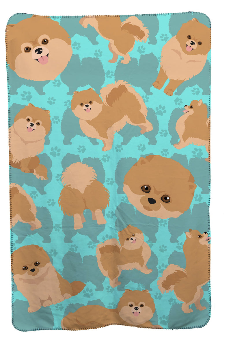 Orange Pomeranian Soft Travel Blanket with Bag