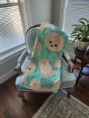 White Pomeranian Quilted Blanket 50x60 Artwork Pattern Quilted Throw Blanket for Bed, Couch, Sofa, Soft and Lightweight