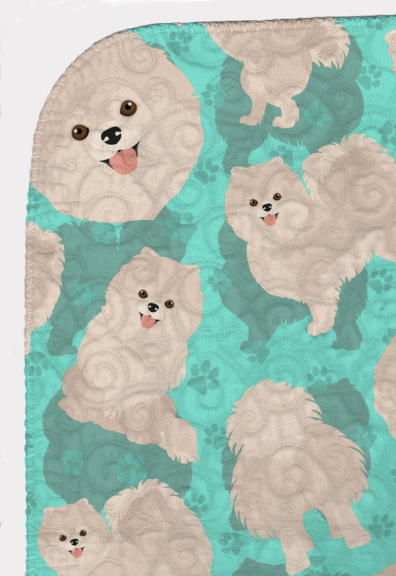 White Pomeranian Quilted Blanket 50x60