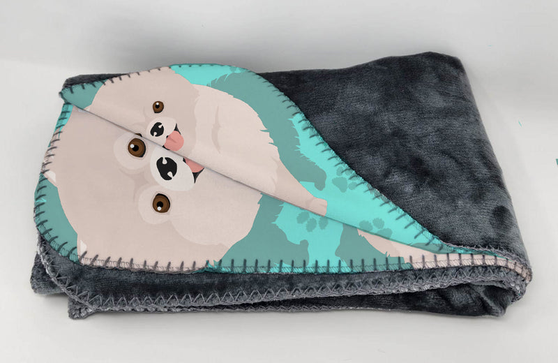 White Pomeranian Soft Travel Blanket with Bag