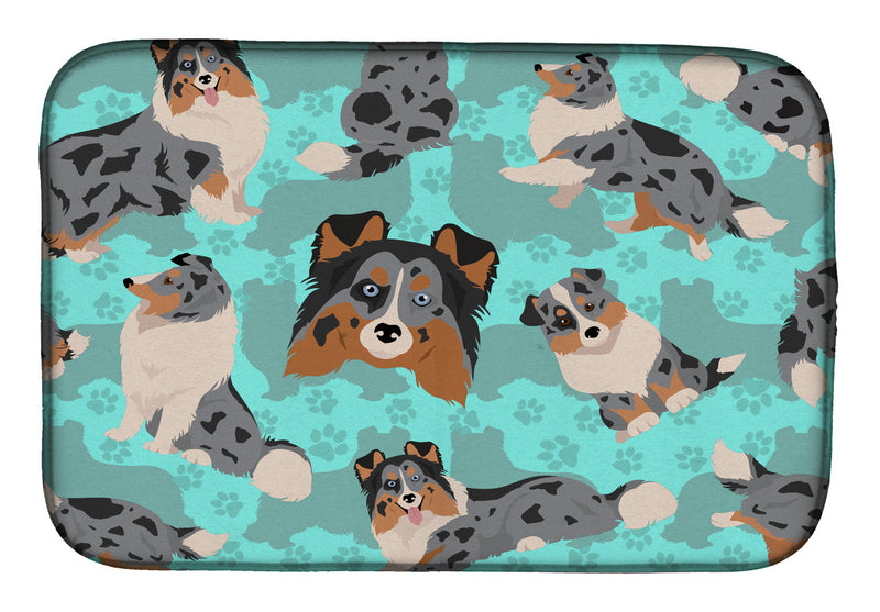 Blue Merle Sheltie Dish Drying Mat – Absorbent, Artistic Kitchen Essentials
