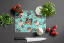 Blue Merle Sheltie Glass Cutting Boards – Durable, Decorative Kitchen Art Large
