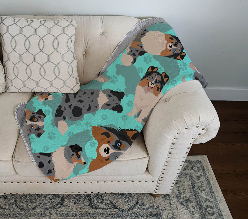 Blue Merle Sheltie Quilted Blanket 50x60