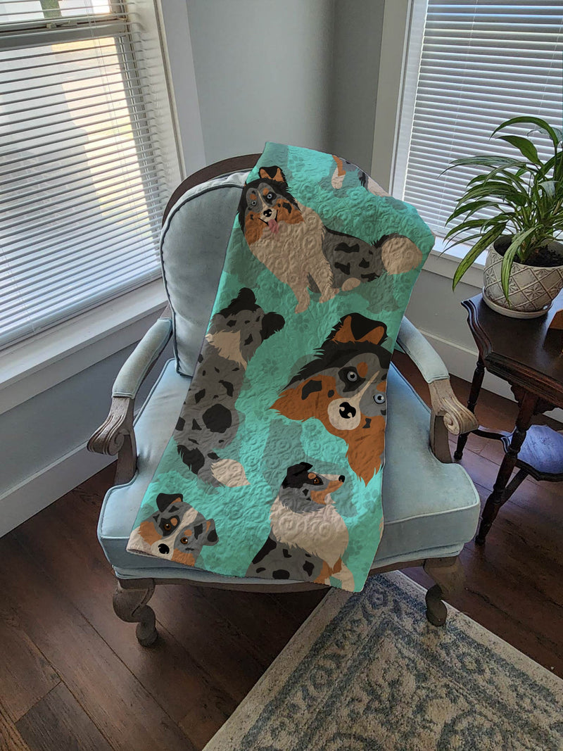 Blue Merle Sheltie Quilted Blanket 50x60