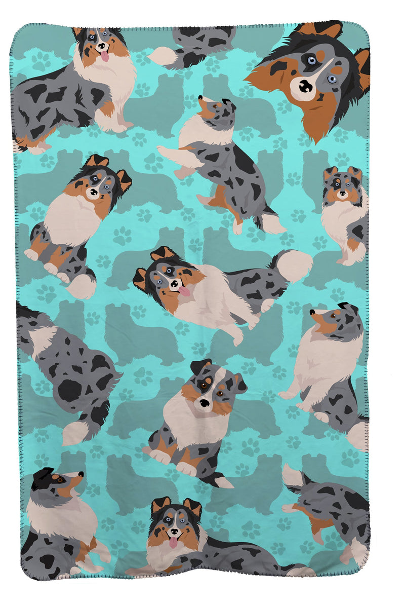 Blue Merle Sheltie Soft Travel Blanket with Bag