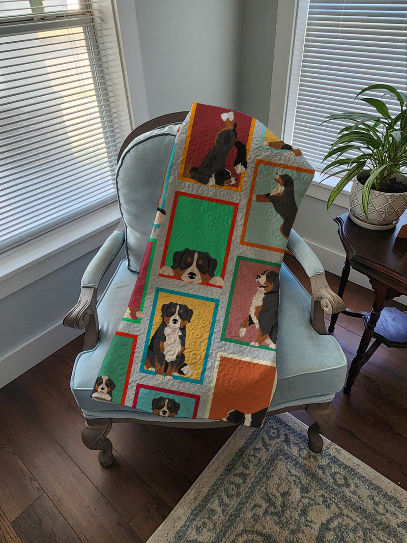 Lots of Bernese Mountain Dog Quilted Blanket 50x60