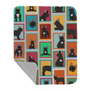 Lots of Black French Bulldog Quilted Blanket 50x60 Artwork Pattern Quilted Throw Blanket for Bed, Couch, Sofa, Soft and Lightweight