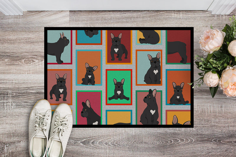 Lots of Black French Bulldog Doormat - 18x27 Decorative Floor Mat – Indoor/Outdoor Rug with Artistic Flair