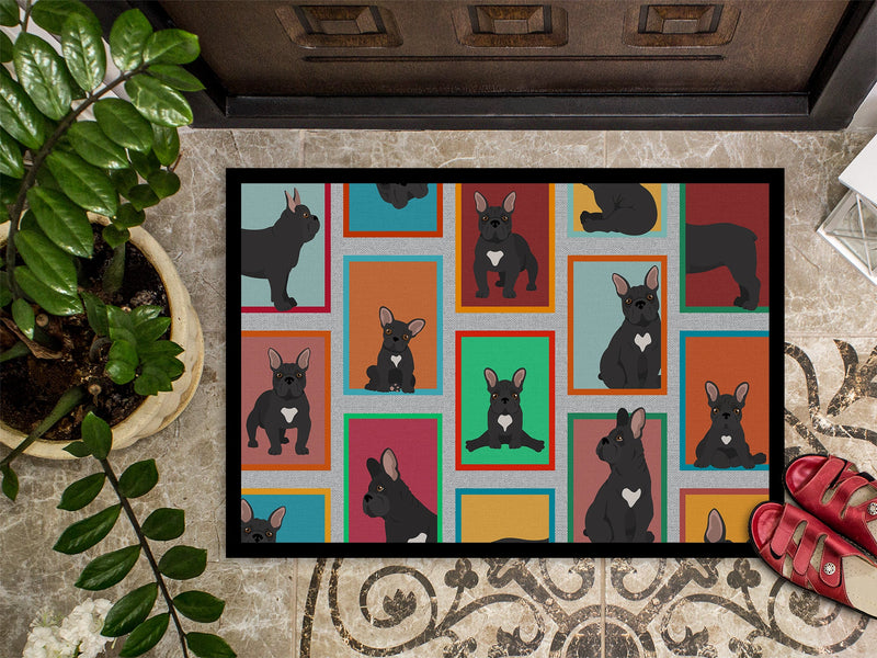 Lots of Black French Bulldog Doormat - 18x27 Decorative Floor Mat – Indoor/Outdoor Rug with Artistic Flair