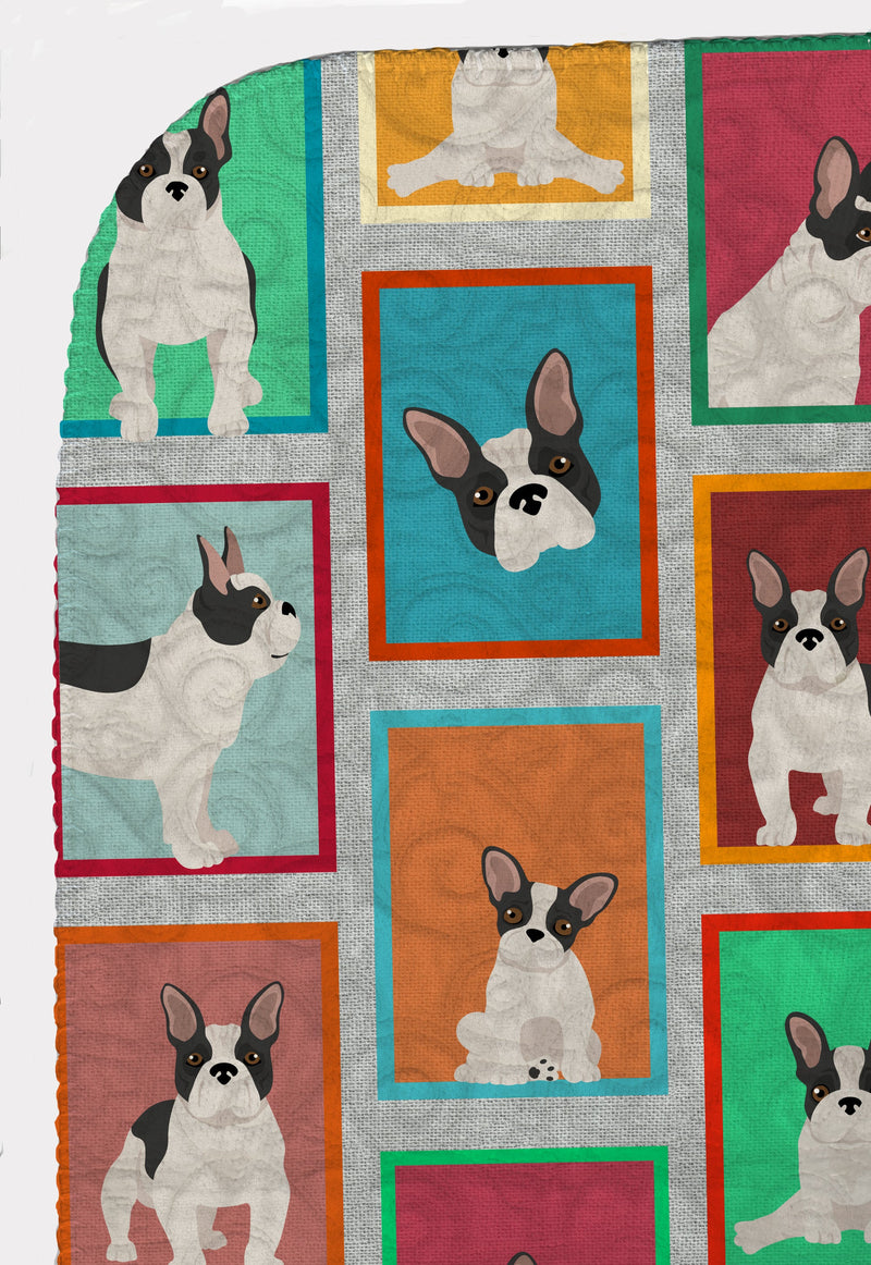 Lots of Black and White French Bulldog Quilted Blanket 50x60