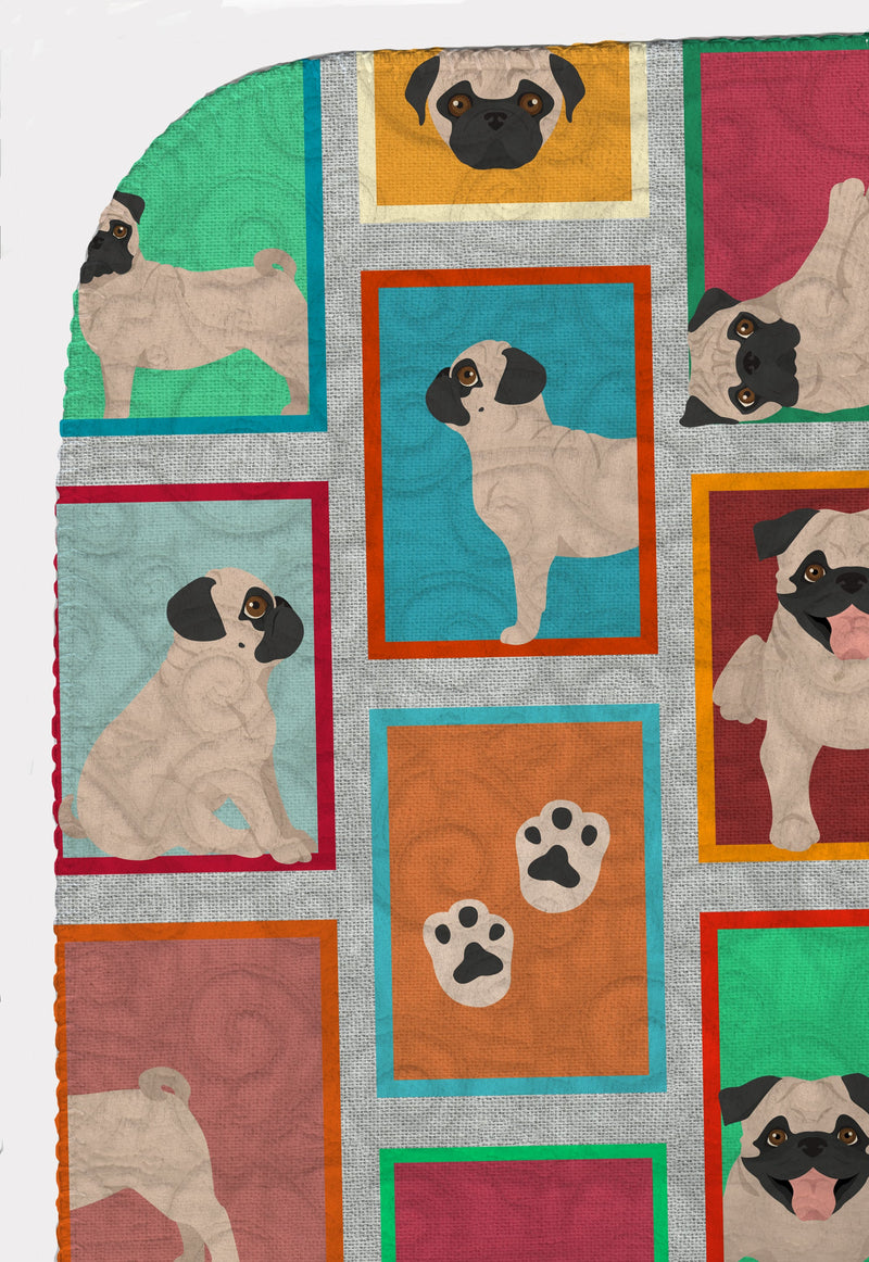 Lots of Fawn Pug Quilted Blanket 50x60