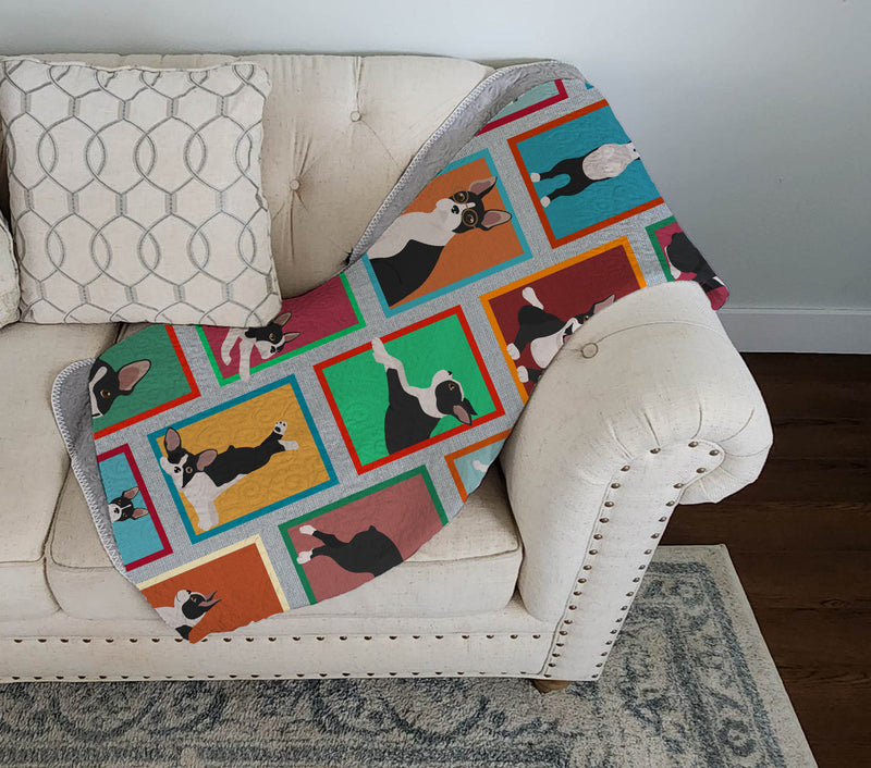 Lots of Boston Terrier Quilted Blanket 50x60