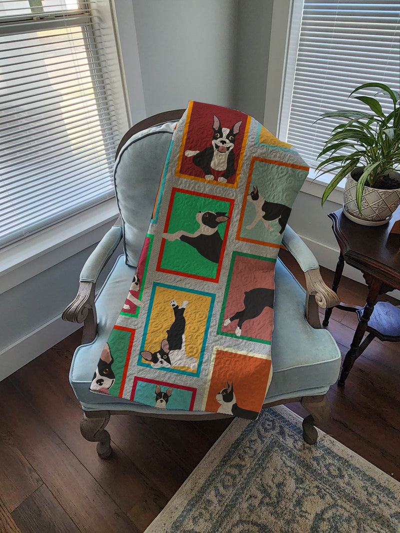 Lots of Boston Terrier Quilted Blanket 50x60